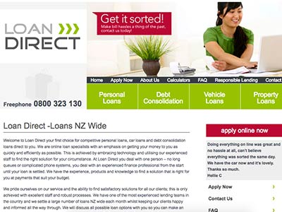 Loan Direct homepage