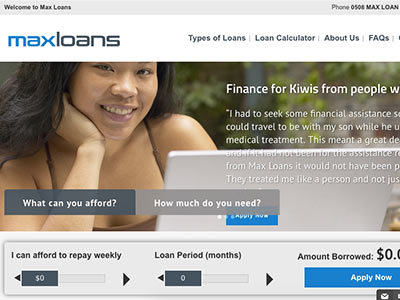 Max Loans homepage