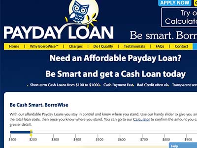 PayDay Loans homepage