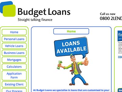 Budget Loans homepage
