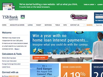 TSB Bank homepage