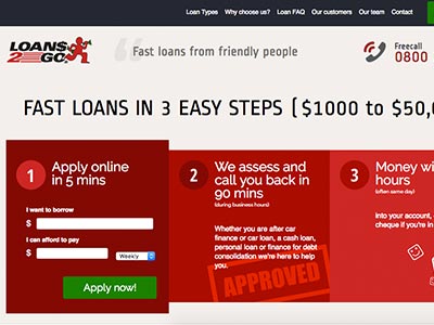 Loans 2 Go homepage