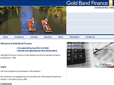 Gold Band Finance homepage