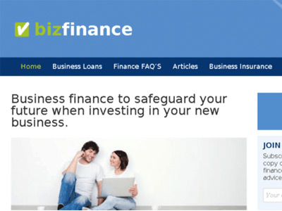 Biz Finance homepage