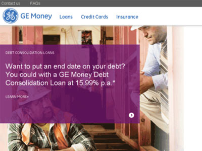 GE Money homepage