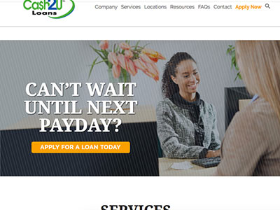 Cash2u homepage