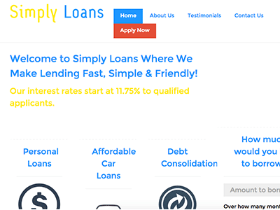 Simply Loans homepage