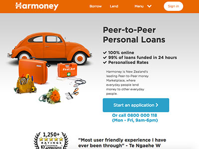 Harmoney homepage