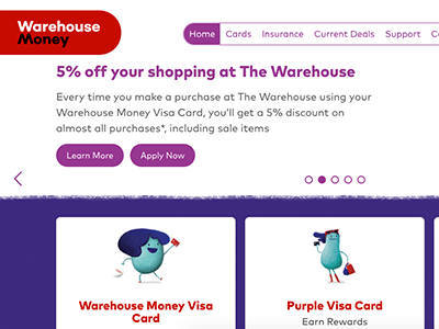 warehouse money credit cards