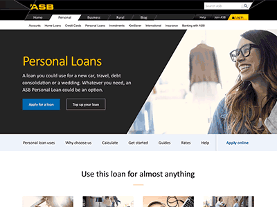 ASB Bank homepage