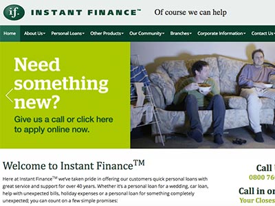Instant Finance homepage