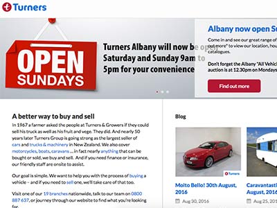 Turners Auctions homepage